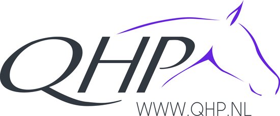 Logo van QHP met een paardenhoofd en www.QHP.nl.
