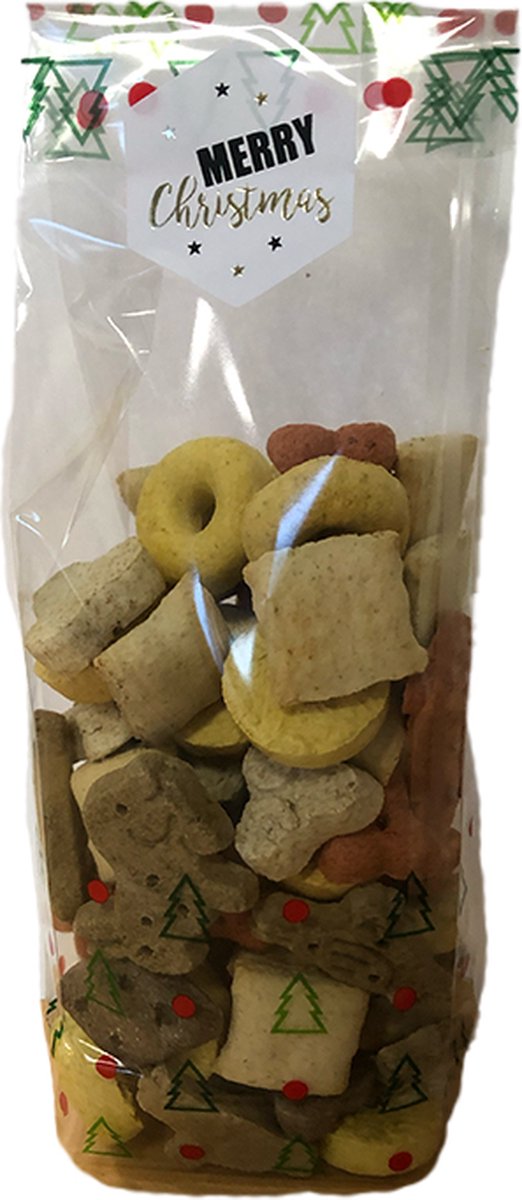 Kerst Cadeau zakje met Gemengde Koekjes voor Honden Het Kerstkado