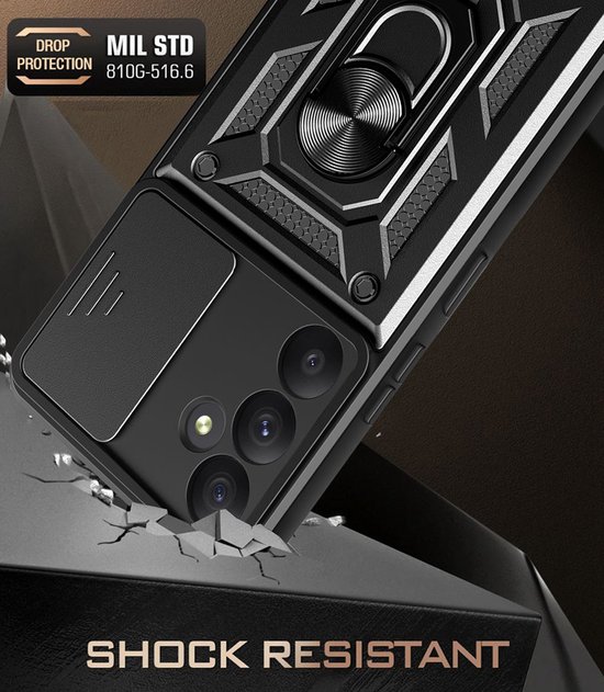 Coque pour Samsung Galaxy A35 - MobyDefend Coque blindée avec Ring rotatif - Zwart - Étui de protection pour téléphone portable - Étui de téléphone adapté pour Samsung Galaxy A35