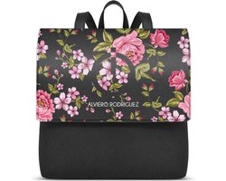 Sac à dos en cuir recyclé Eco - sangle réglable - sac à dos - motif de fleurs artificielles de couleur rose de Luxe