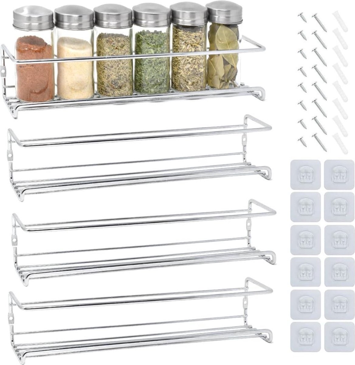 Kruidenrek Ophangbaar - Kruidenpotjes Lade Organizer - Kruidenrekken - Zilver