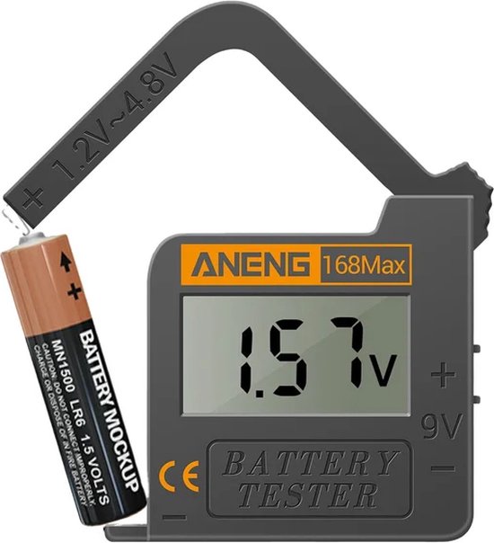 ANENG 168MAX| Batterij tester | Hoge precisie batterijen vermogen Meter |Universele Digitale Batterij tester | Accutester | Batterijmeter Tester | Universele Batterijtester | Accu Indicator | Voor AA/AAA/C/D/9V/1,5V | Knoopcel Etc.