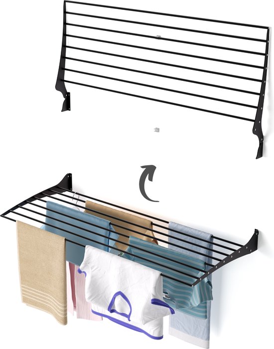 foxydry Fold Droogrek voor wandmontage, verticaal, inklapbaar, voor binnen en buiten, van aluminium en staal 82x50x50 cm (Grijs - Sluiting Naar Boven, 2x Fold 80 foxydry Fold Droogrek voor wandmontage, verticaal, inklapbaar, voor binnen en buiten, van aluminium en staal 82x50x50 cm (Grijs - Sluiting Naar Boven, 2x Fold 80