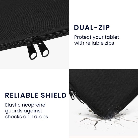 kwmobile universele e-reader hoes geschikt voor 6,8-7" eReader hoesje - Stoffen cover voor eReader 17,5 x 14,7 cm - E reader sleeve met rits - In zwart van kwmobile — afbeelding 5
