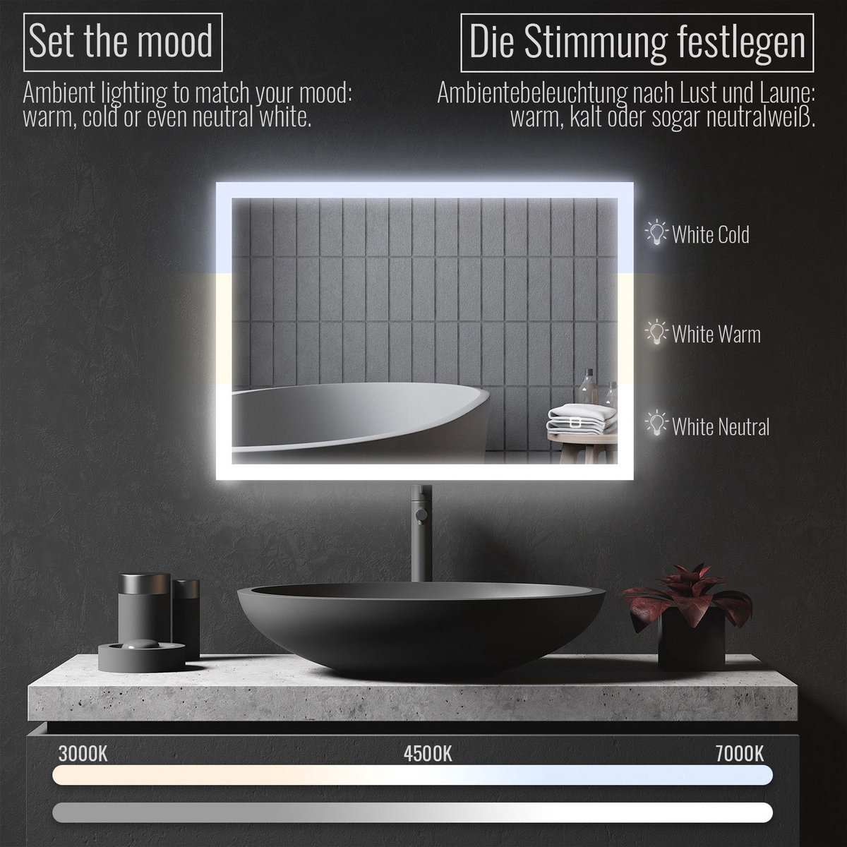 Vind badkamerspiegel met verlichting 80 x 60 op - maart 2026