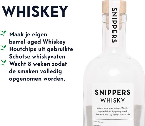 Snippers Originals - Whisky - DIY Barrel-aged Whiskey - Maak je drankje zelf lekker - Cadeautje voor hem - DIY Cadeautip - 350ml
