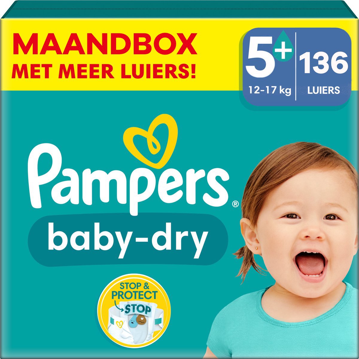Pampers - Baby Dry - Maat 5+ - Maandbox - 136 stuks - 12/17KG