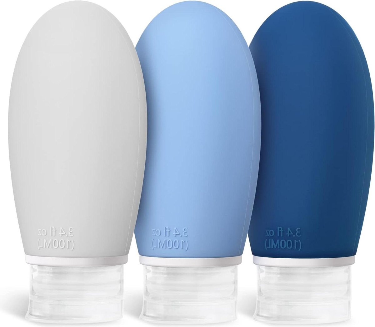 Goedkoopste 100 ml siliconen reisflessen - 3 stuks lekvrij - navulbare draagbare reiscontainer voor shampoo en crèmespoeling - BPA-vrij - TSA-getest