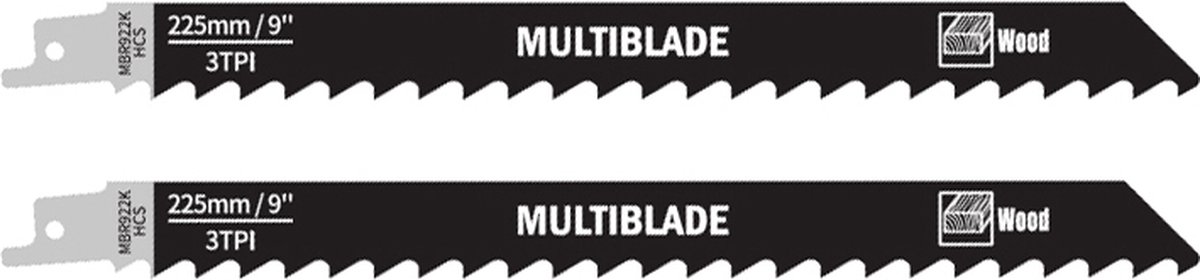 Multiblade Reciprozaagblad HCS MBR922K voor Hout 225 mm - 2 Stuks