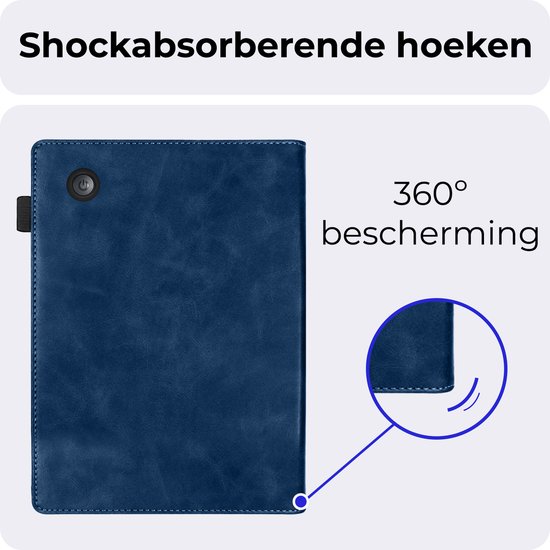 Hoesje Geschikt voor Kobo Clara Colour Hoesje Leer Luxe Bescherm Case - Hoes Geschikt voor Kobo Clara Colour Leren Hoes Book Cover - Donkerblauw van Hoesje  — afbeelding 5