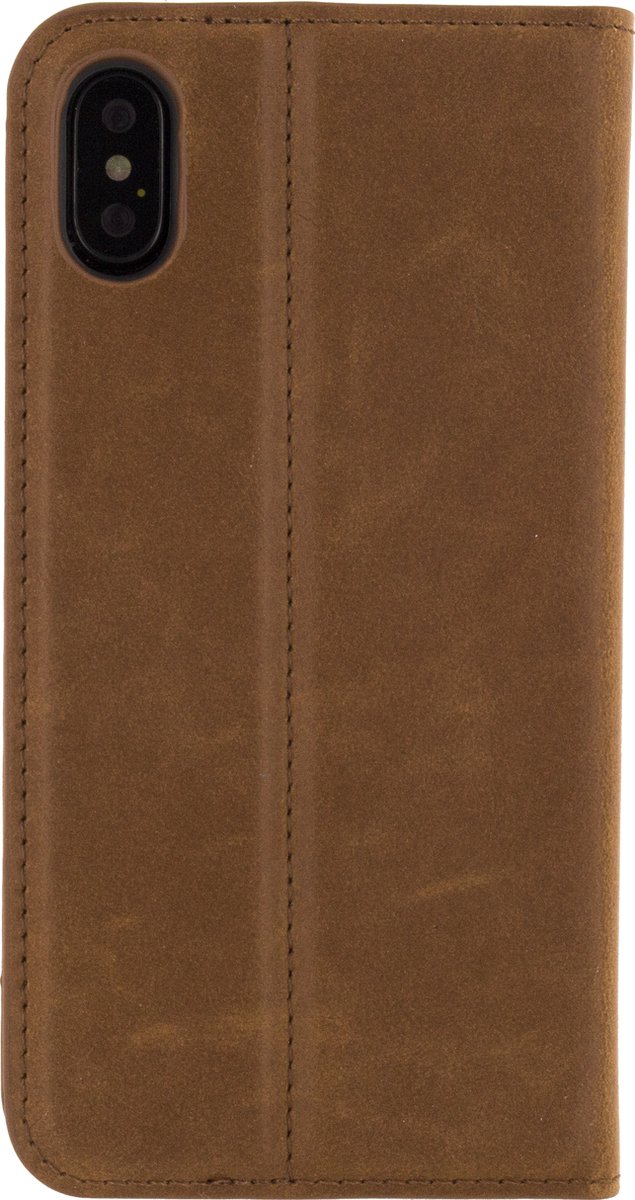 Mobilize Telefoonhoesje geschikt voor Apple iPhone XS Hoesje | Mobilize Premium Gelly Bookcase | Pasjeshouder voor 1 Pasje | Telefoonhoesje voor Pinpas / OV Kaart / Rijbewijs - Bruin