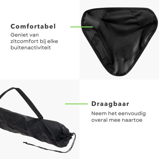 Cheqo® Vouwkruk Camping - Vouw Kruk - Opvouwkruk - Krukje - Opvouwbare Kruk - Kampeerkruk - Draagbaar en Compact - Kunststof en Polyester - Zwart van Cheqo — afbeelding 3