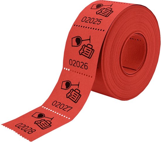 Bons de consommation CombiCraft op rol avec icône de bière et de vin rouge - par 1 rouleau de 500 bons