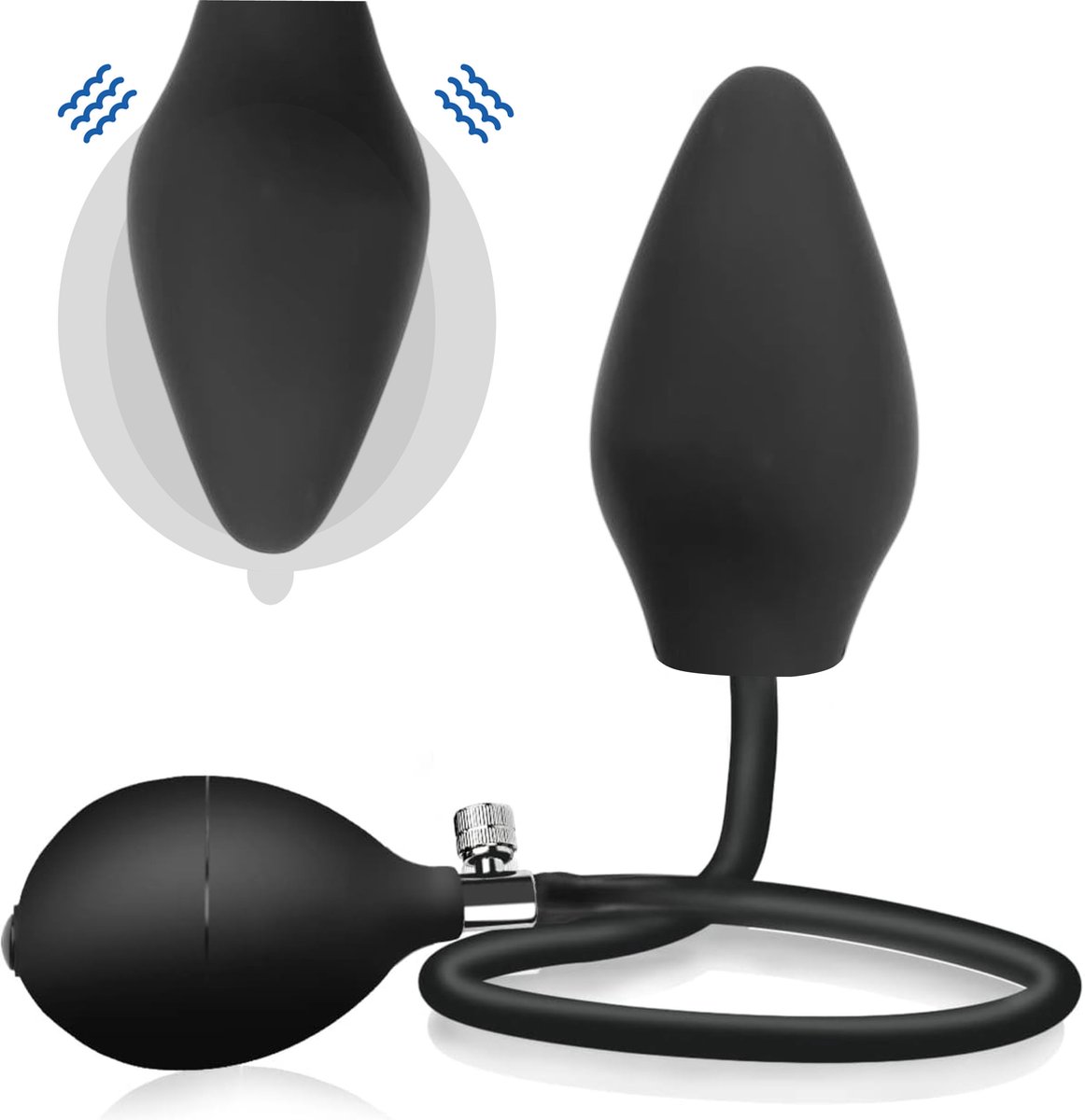 Opblaasbare butt plug - Opblaasbaar - Inflatable - Max 10cm dik - Zacht en flexibel BPA vrij - BDSM set - Zwart - Jespro