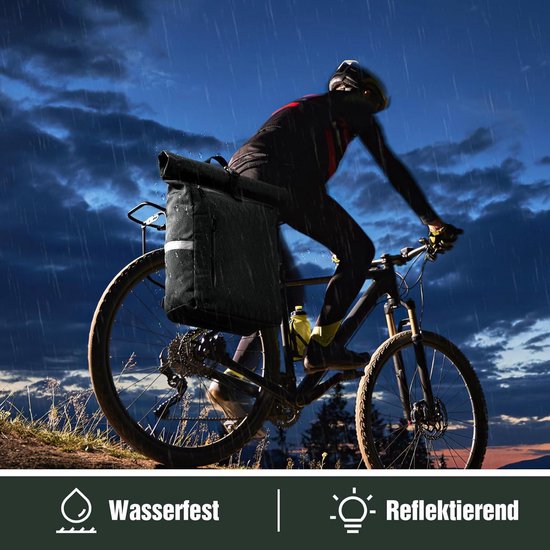 Fietstas voor bagagedrager, 22 liter, fietstas, rugzak voor heren