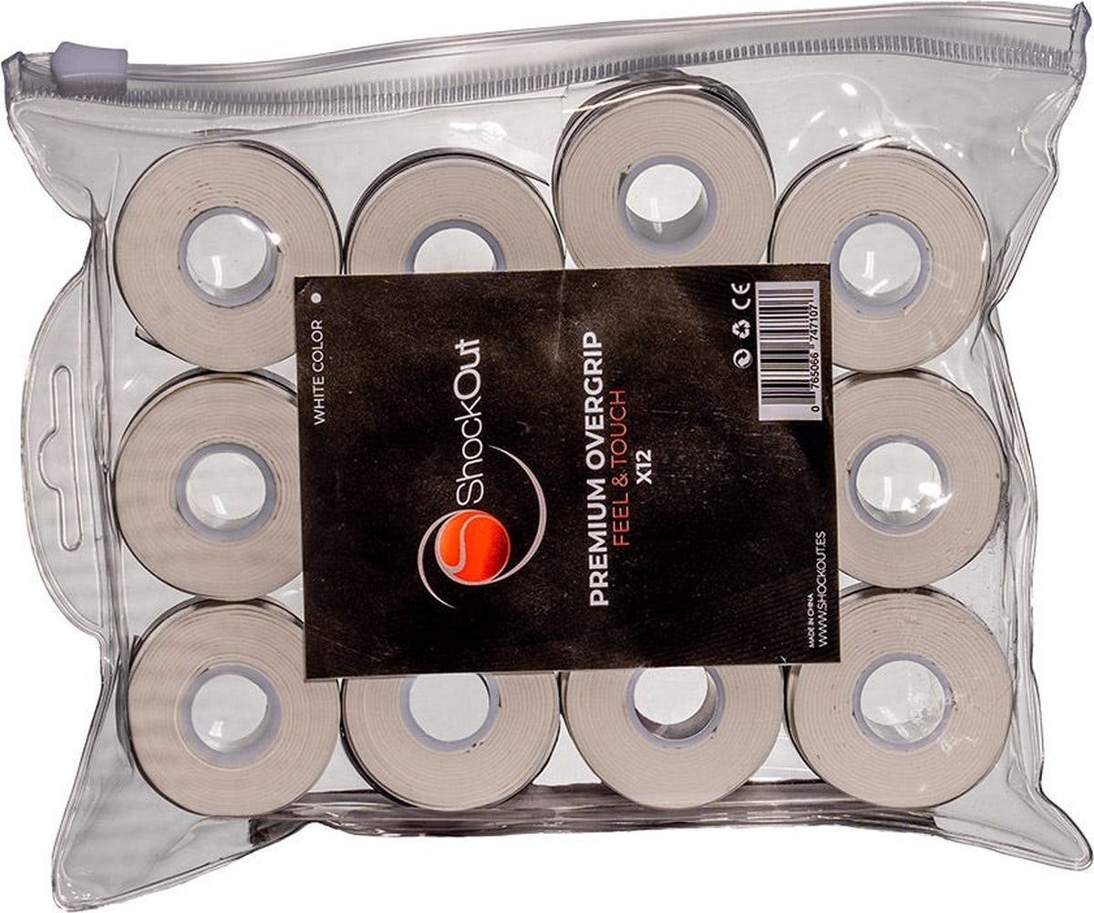 Shockout X12 Premium Overgrips Bag, Plain White