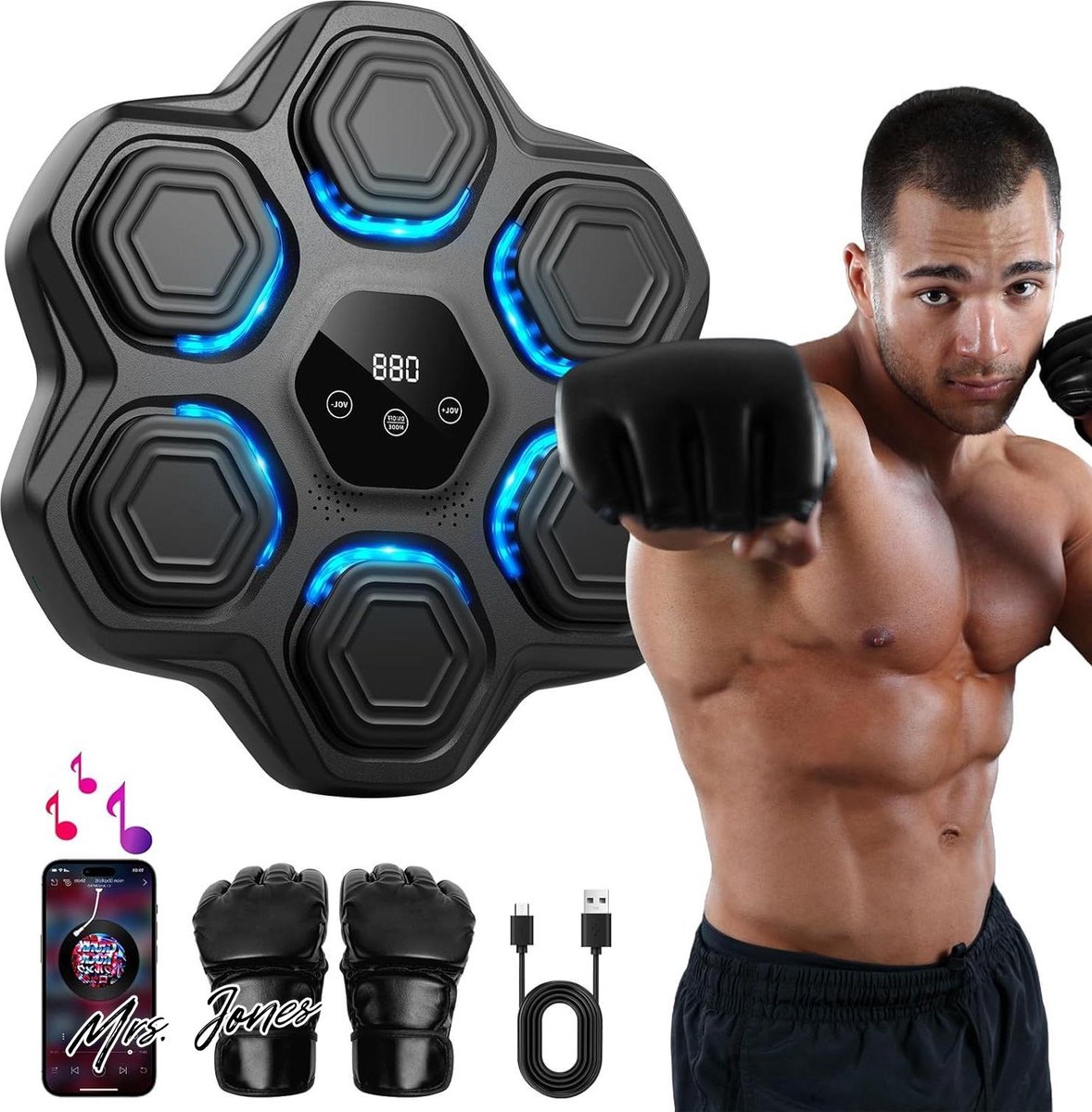 Mrs. Jones Music Boxing Machine unisex zwart - EU - bokshandschoenen - bokszak .