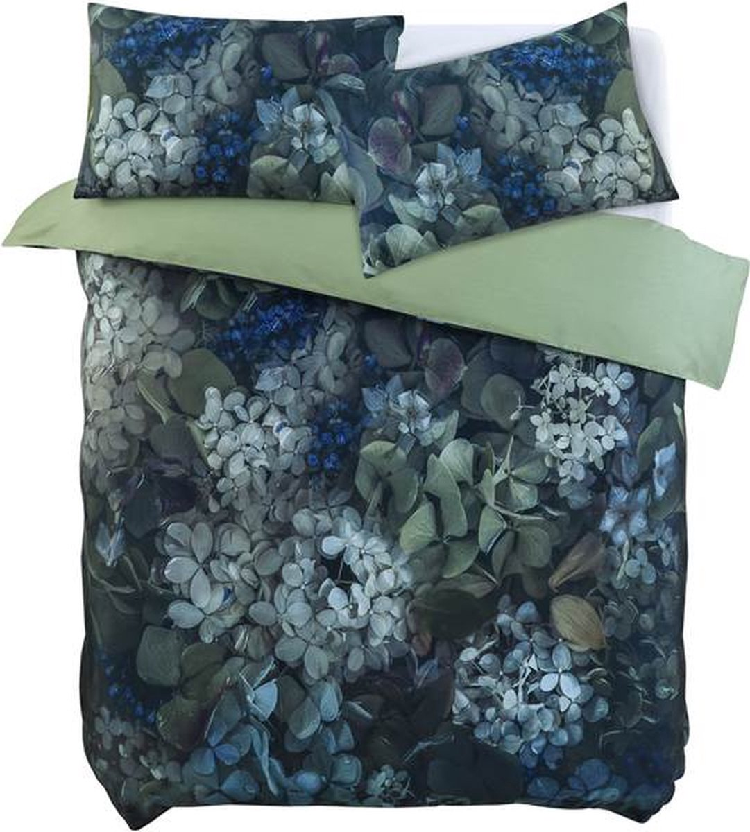 M.M Linen Eisa Dekbedovertrek - Tweepersoons - 200x200/220 cm - Blauw Groen