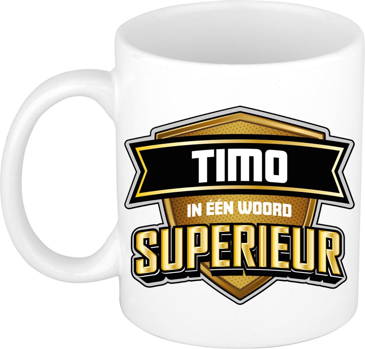 Bellatio Decorations Naam mok Timo - wit - Superieur - keramiek - 300 ml - collega beker - cadeau