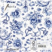 Serviettes en papier Ambiente Delft bleu fleuri 20 x 20 cm