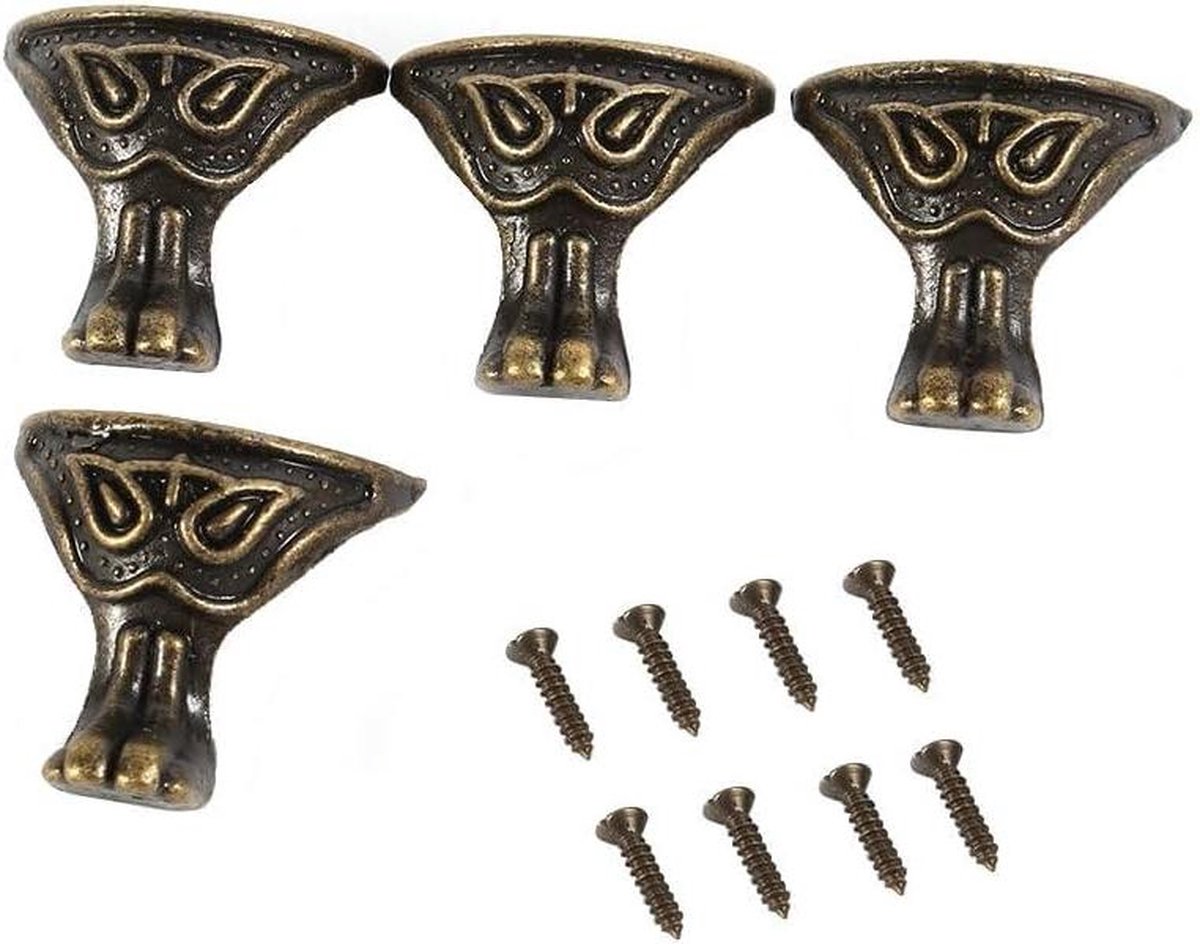 Goedkoopste Antiek Messing Decoratieve Sieraden Doos Voeten - 4 Stuks Vintage Houten Case Hoekbeschermer