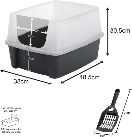 Iris Ohyama, Doos, Plastic voedselcontainer met schep en wielen, L36,5
