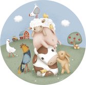 Papier peint Little Dutch cercle chambre d'enfant Little Farm 100cm