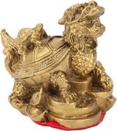 Decoratie - Messing Draak Schildpad Standbeeld - Feng Shui Geluksbeeldje - Woondecoratie Rijkdom