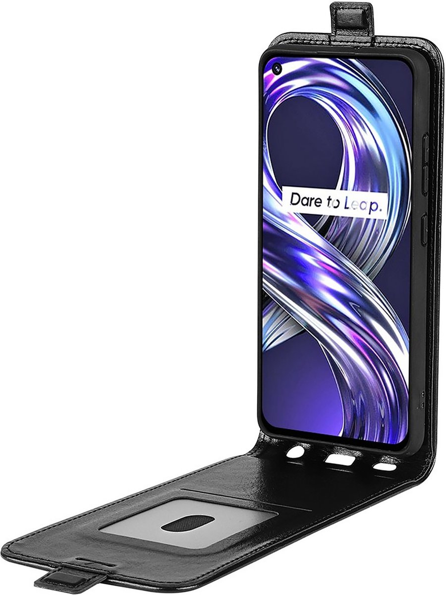 Cazy hoesje geschikt voor Realme 8i - Flip Case met Pasjeshouder - Zwart