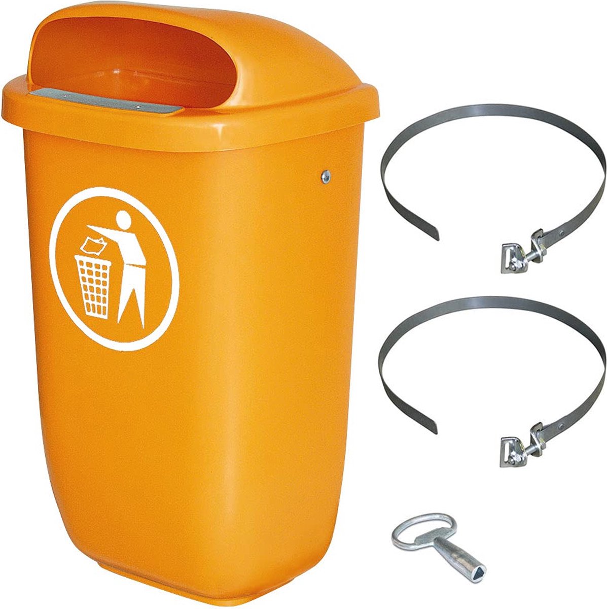 Goedkoopste Buitenafvalcontainer 50 liter met klemband en vergrendelbaar deksel, weerbestendig