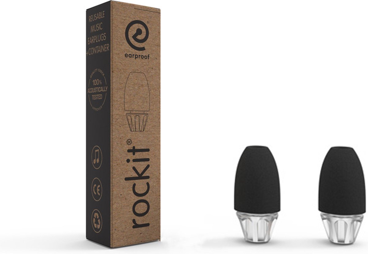 Goedkoopste Earproof - Rockit - Oordoppen - Oordopjes - Oordoppen muziek - Gehoorbescherming - Festival - 18dB - Foam - zwart