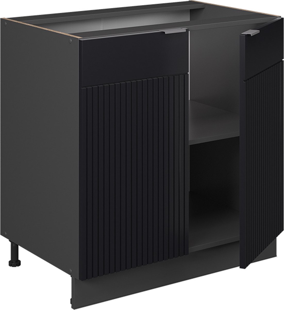 Vicco Keukenonderkast Fame-Line, Zwart gestreept/Antraciet, 80 cm zonder werkblad
