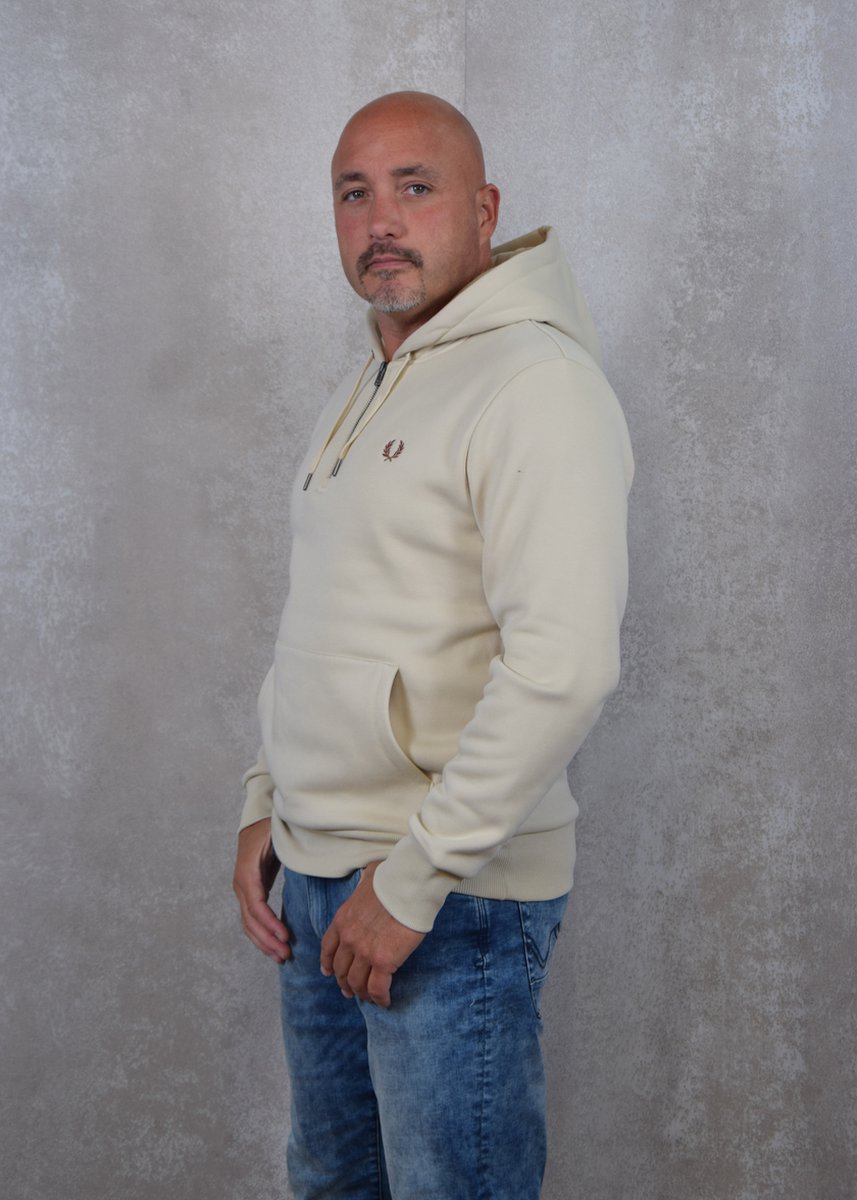 Fred Perry Hooded fleece back sweatshirt Oatmeal