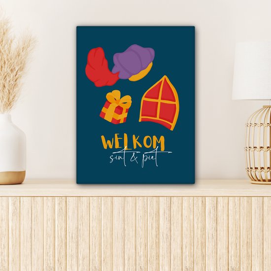 Toile Peinture Saint Nicolas - Citation - Saint Nicolas - 30x40 cm - Décoration murale Saint Nicolas - Décoration Saint Nicolas - Décoration Saint Nicolas Cadre Bois