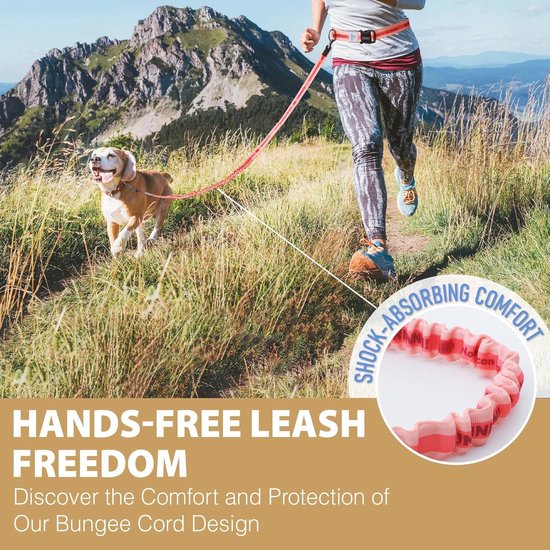 SHINE HAI Intrekbare handsfree hondenriem met dubbele bungees voor 2