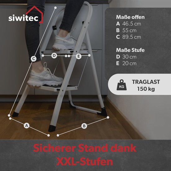 Staal, Belastbaar Tot 150 Kg, TÜV Huishoudtrap 6 Treden