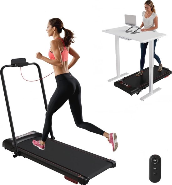 2 in 1 opvouwbare loopband, snelheid 1-6 km/u met afstandsbediening, LED-display Bluetooth-luidspreker