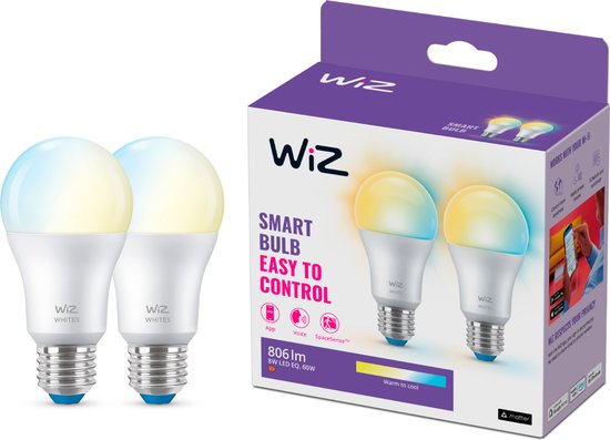 WiZ Connected WiZ Smart Lamp 2-pack - Warm tot Koelwit Licht - E27 Mat