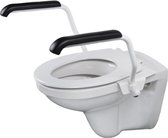 Luxe toiletbeugelset met armleggers 25 cm inclusief zitting RVS wit