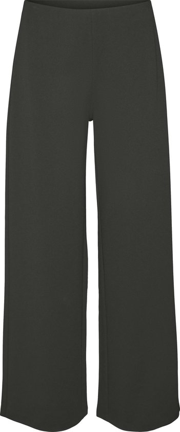 Pantalon vert foncé ample taille haute, sans mannequin.