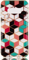 Shop4 - Samsung Galaxy S10e Hoesje - Zachte Back Case Marmer Blokjes