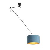 QAZQA blitz - Klassieke Hanglamp met kap - 1 lichts - L 380 mm - Zwart Goud - Woonkamer | Slaapkamer | Keuken