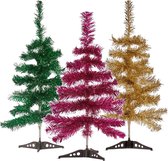 Arte R - 3x petits sapins de Noël en feuille de paillettes 60cm - Diverse couleurs