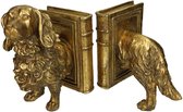 Cactula gouden honden boekensteun 38 x 12 x 22 cm set van 2