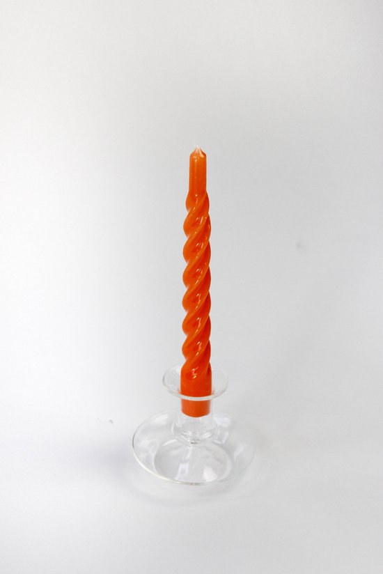 Set van 6 Gedraaide Kaarsen – Oranje – Swirl Kaars – Twisted Candles – Spiral – Twirl Candle – Pastel – trus.store