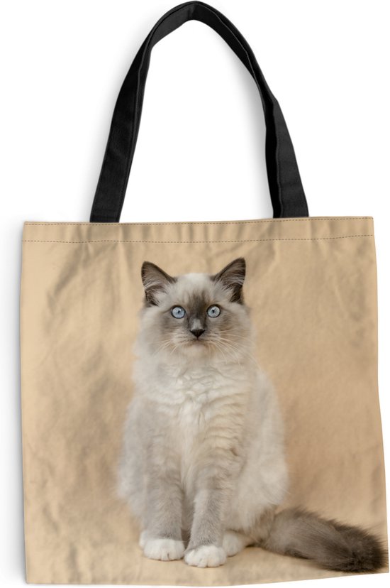 De Siamese kat, een prachtige kat met een uniek karakter. 6 Schoudertas - Strandtas - Shopper Kat - Siamees - Portret - 40x40 cm - Katoenen tas