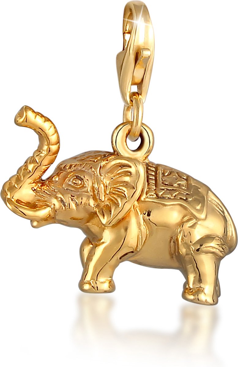 Nenalina - Bedel - Dames Bedeltjeshanger Olifant Dier Reizen Trend Blogger in verguld 925 Sterling Zilver - Dames