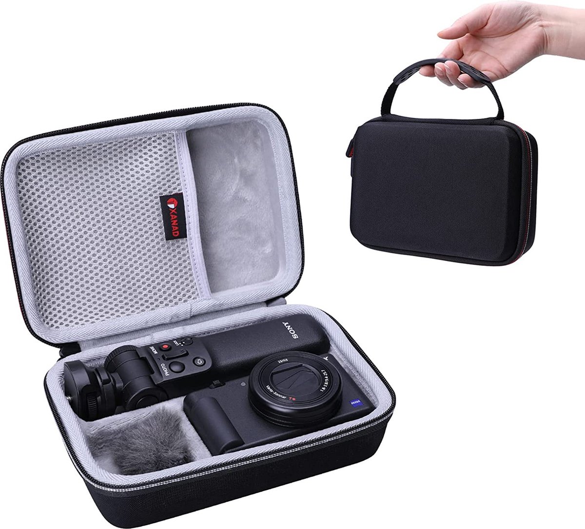 Reistas voor Sony ZV-1 camera met vlogger accessoirekit statief en microfoon - reis-beschermende draagtas