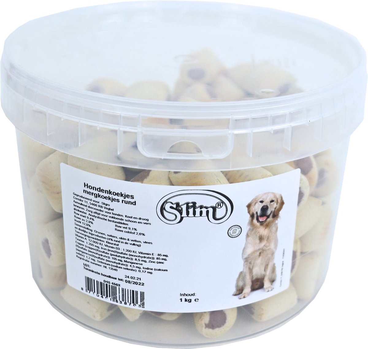 Slim - Mergkoekjes Rund - 1 Kilo Emmer - Honden Snacks - Honden Snoepjes - Honden Tussendoortje