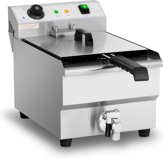 Foto: Royal catering elektrische friteuse 13 liter 3 200 w aftapkraan koude zone